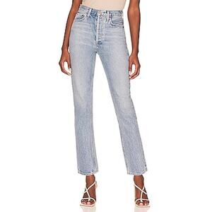 Agolde 'Riley' Blue High Rise Straight Crop Denim Jean Size 29 - NWT